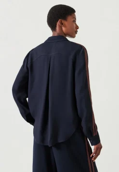 hush Shirts & Blouses|Petunia Side Stripe Shirt Navy