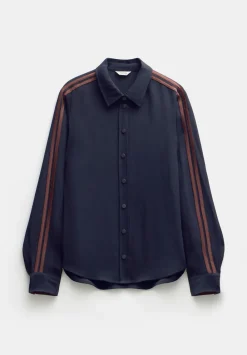 hush Shirts & Blouses|Petunia Side Stripe Shirt Navy