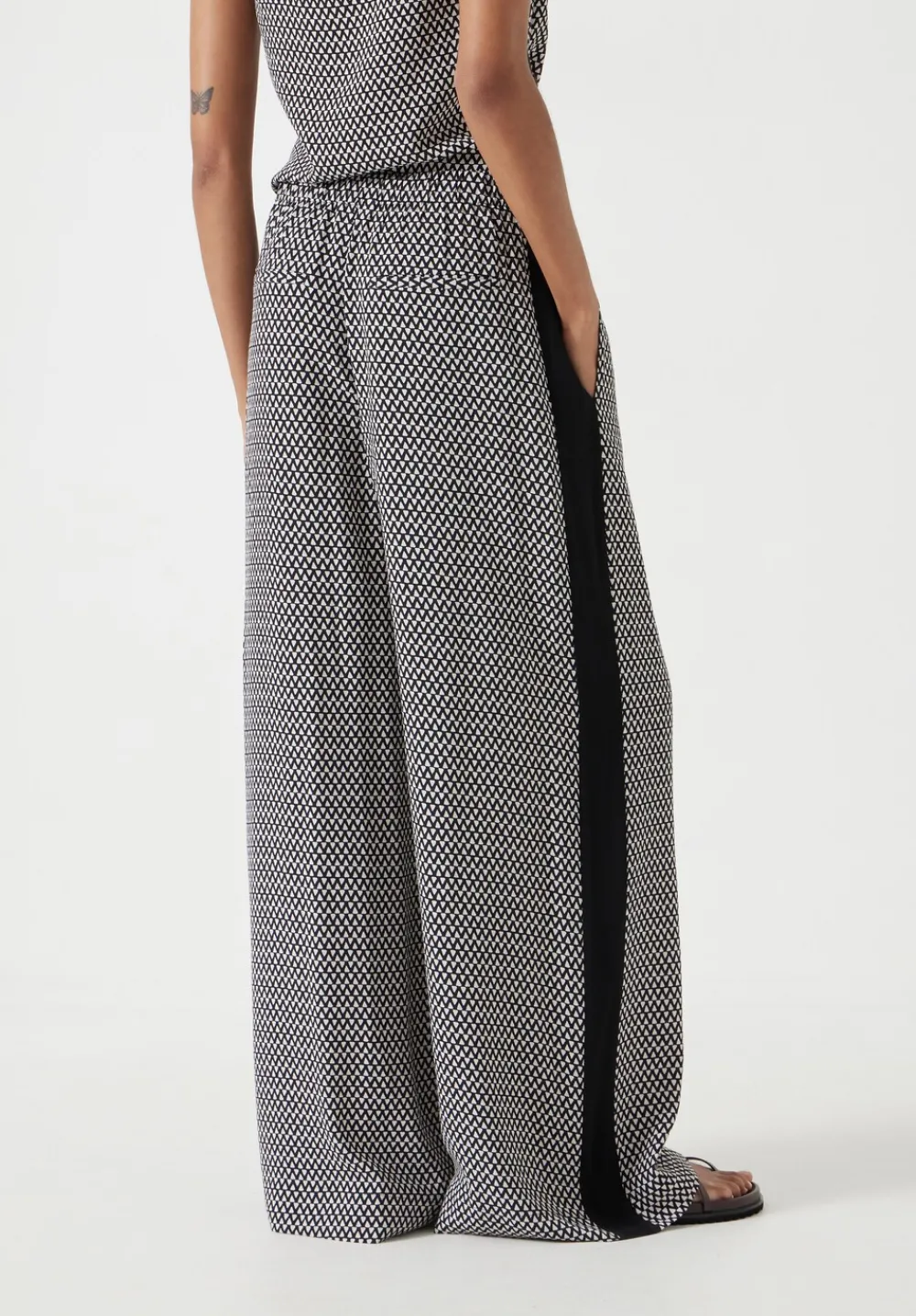 hush Jeans|Trousers|Petunia Wide Leg Trousers Triangles Black