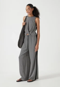hush Jeans|Trousers|Petunia Wide Leg Trousers Triangles Black