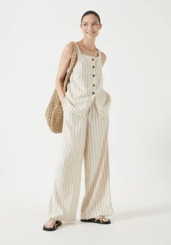 hush Tops & T-Shirts|Phoebe Linen Blend Stripe Waistcoat Ecru Black Stripe