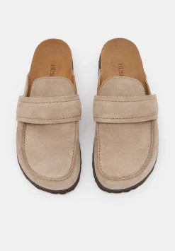 hush Flats|Pia Padded Suede Mules Light Taupe