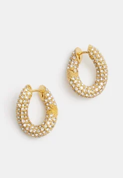 hush Jewellery|Pia Pave Twist Hoop Earrings Gold