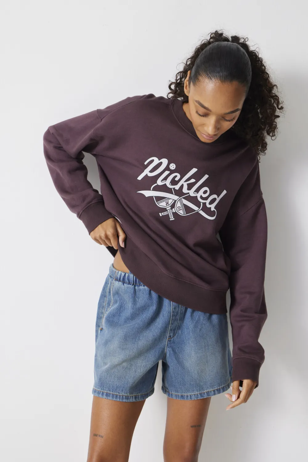 hush Sweatshirts & Hoodies|Pickled Graphic Sweatshirt Fudge Brown