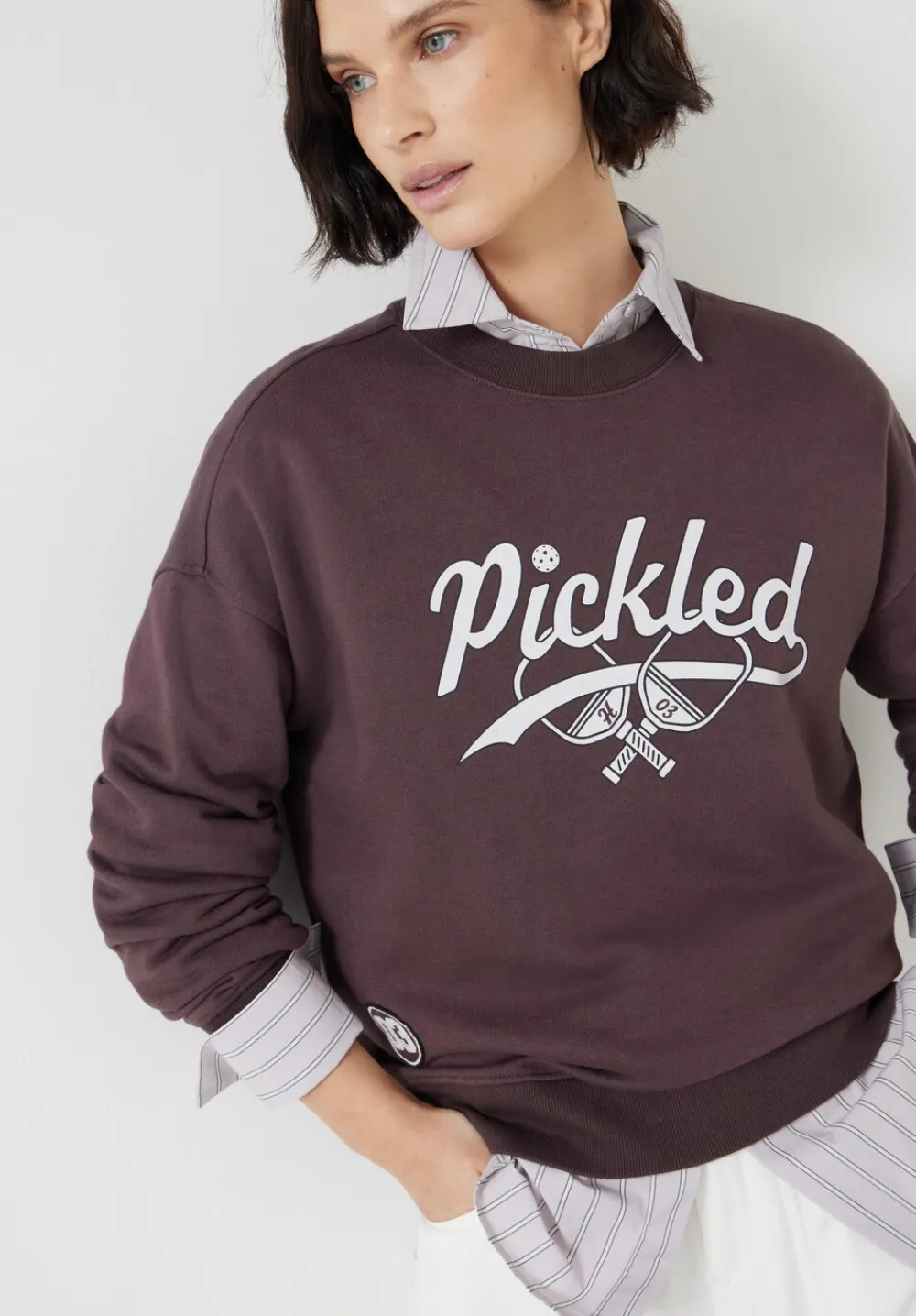 hush Sweatshirts & Hoodies|Pickled Graphic Sweatshirt Fudge Brown