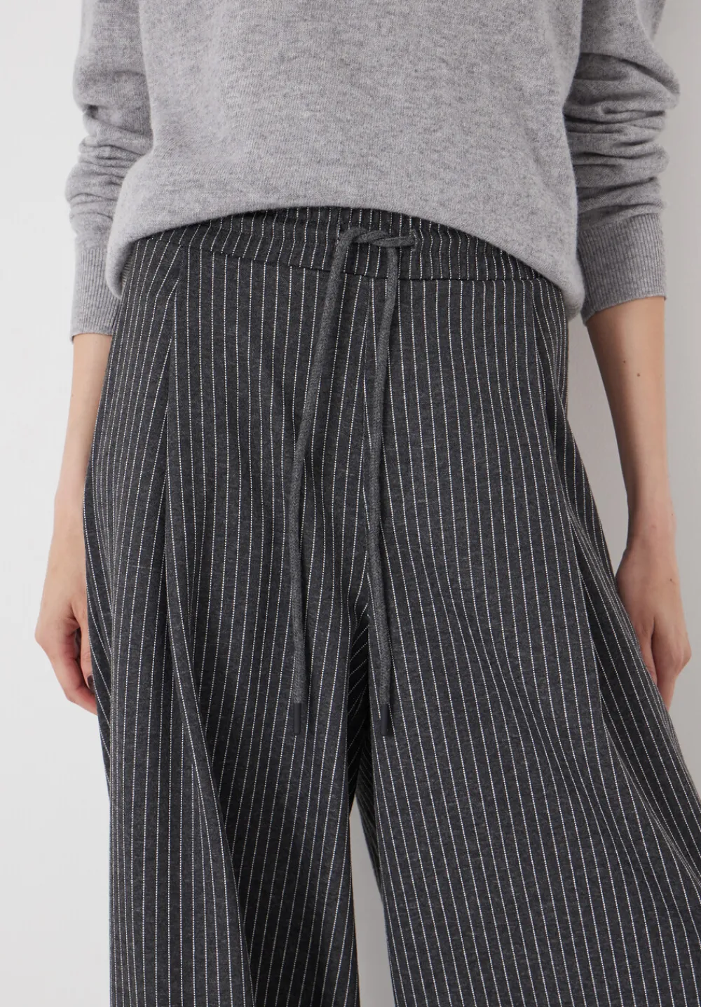 hush Joggers & Leggings|Trousers|Pinstripe Wide Leg Jogger Grey Stripe