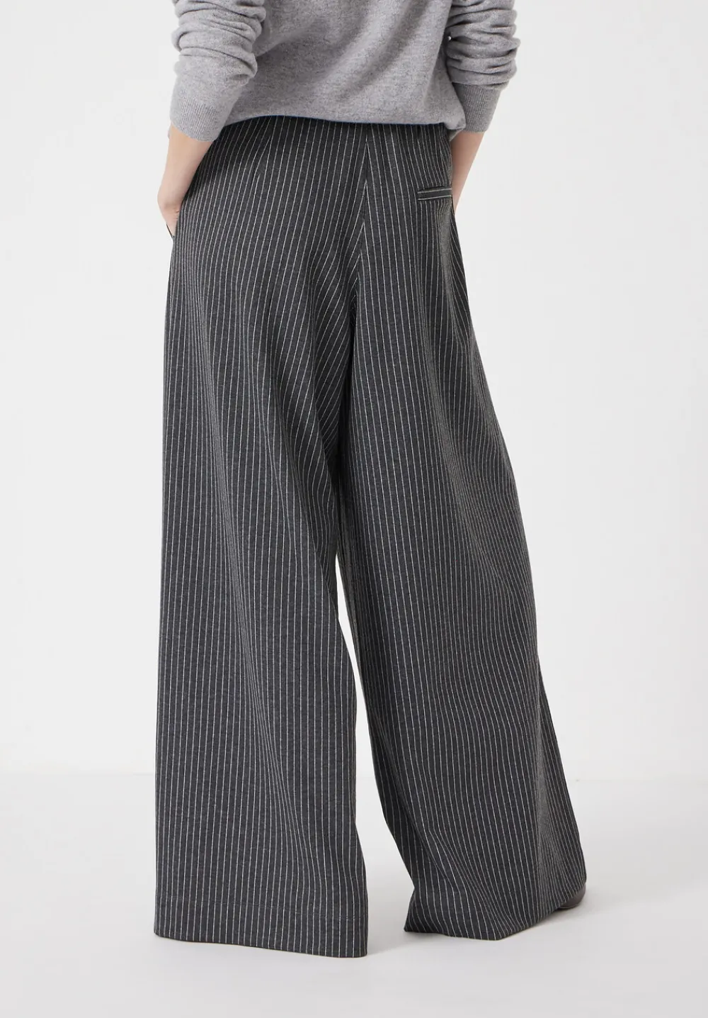 hush Joggers & Leggings|Trousers|Pinstripe Wide Leg Jogger Grey Stripe