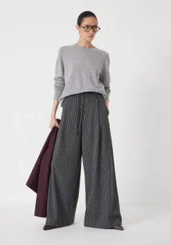 hush Joggers & Leggings|Trousers|Pinstripe Wide Leg Jogger Grey Stripe