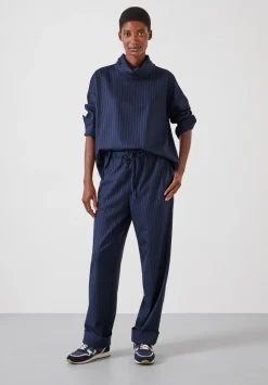 hush Tops & T-Shirts|Shirts & Blouses|Pinstripe Wool Blend Top Navy