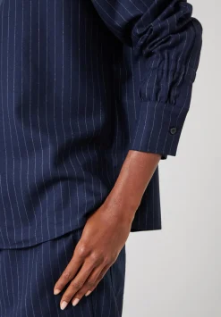 hush Tops & T-Shirts|Shirts & Blouses|Pinstripe Wool Blend Top Navy