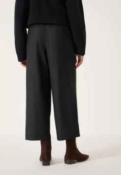 hush Trousers|Pinstripe Wrap Detail Trousers Black Pinstripe