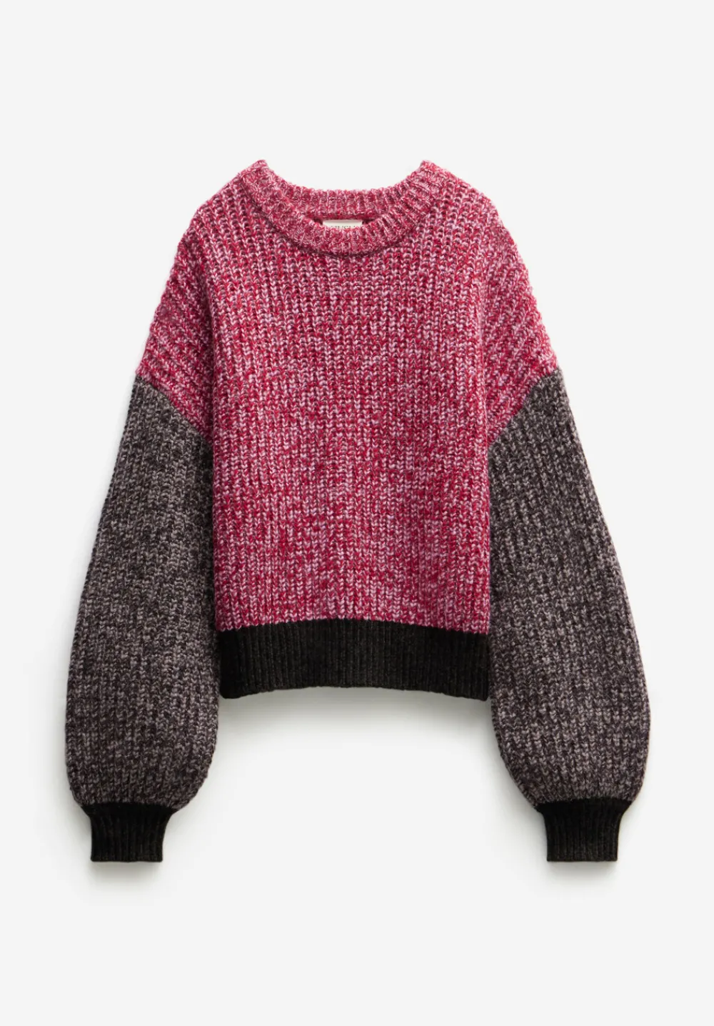 hush Jumpers & Cardigans|Pippa Wool Blend Colourblock Jumper Red Pink Tweed