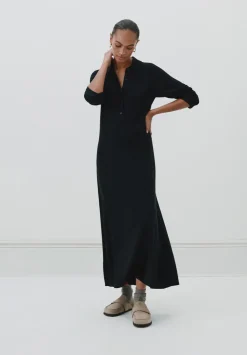 hush Dresses|Polo Neck Knitted Midi Dress Black