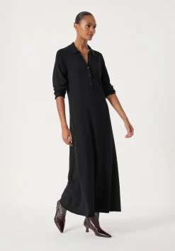 hush Dresses|Polo Neck Knitted Midi Dress Black