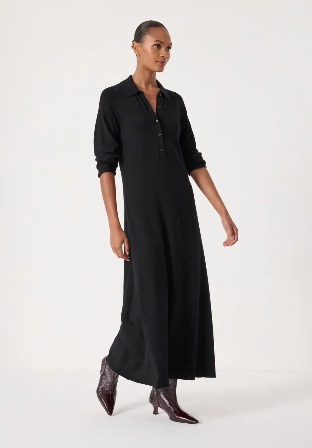 hush Dresses|Polo Neck Knitted Midi Dress Black