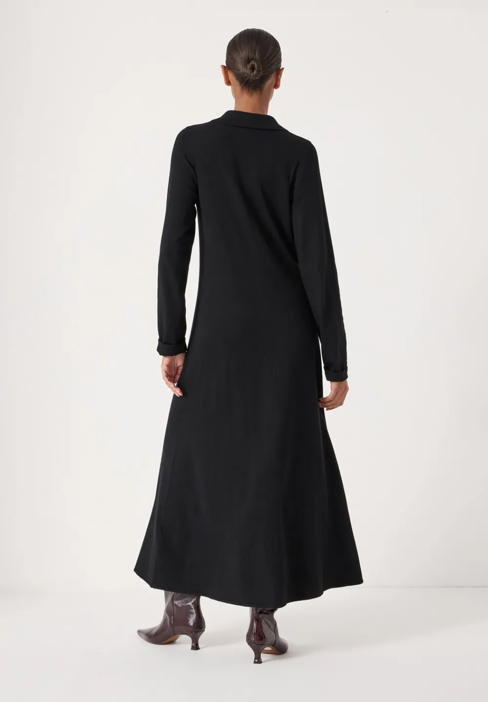 hush Dresses|Polo Neck Knitted Midi Dress Black