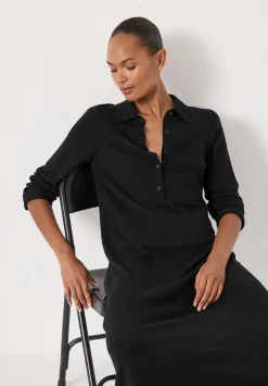 hush Dresses|Polo Neck Knitted Midi Dress Black