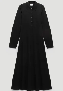 hush Dresses|Polo Neck Knitted Midi Dress Black