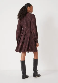hush Dresses|Printed Chiffon Mini Dress Snake Print Brown