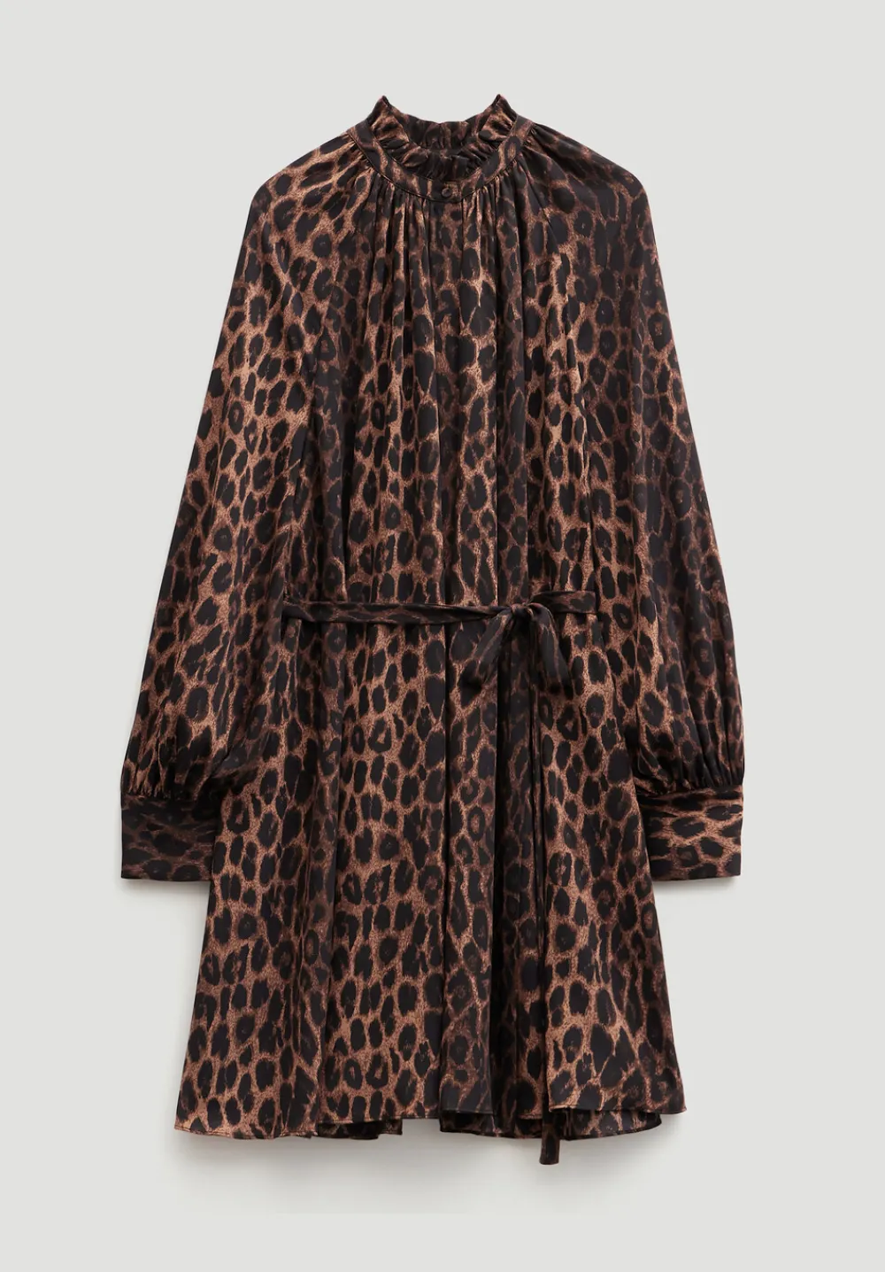 hush Dresses|Printed Chiffon Mini Dress Natural Leopard Brown