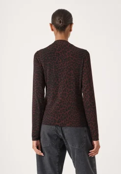 hush Tops & T-Shirts|Printed Long Sleeve Top Natural Leopard Brown