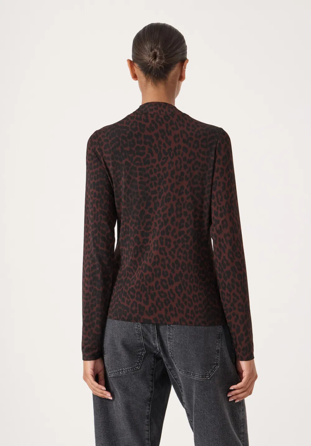 hush Tops & T-Shirts|Printed Long Sleeve Top Natural Leopard Brown