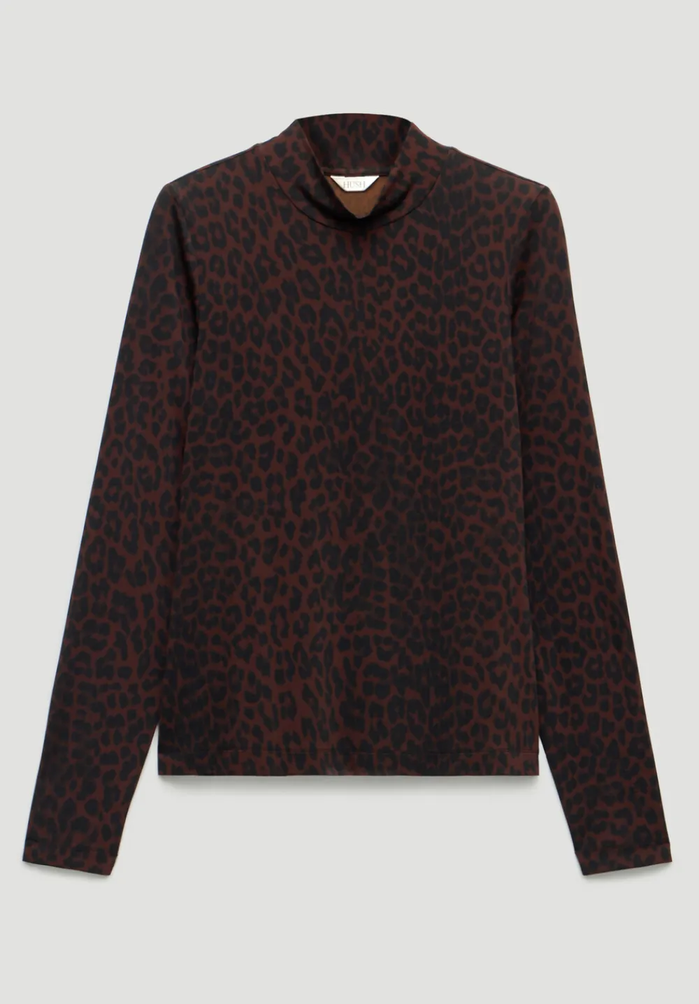 hush Tops & T-Shirts|Printed Long Sleeve Top Natural Leopard Brown
