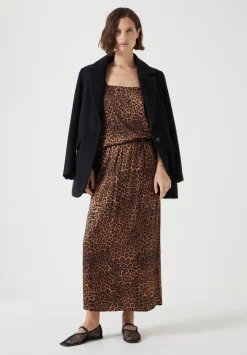 hush Skirts|Jeans|Printed Midi Skirt Brown Leopard Print