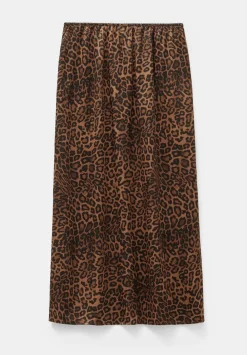 hush Skirts|Jeans|Printed Midi Skirt Brown Leopard Print