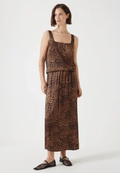 hush Skirts|Jeans|Printed Midi Skirt Brown Leopard Print