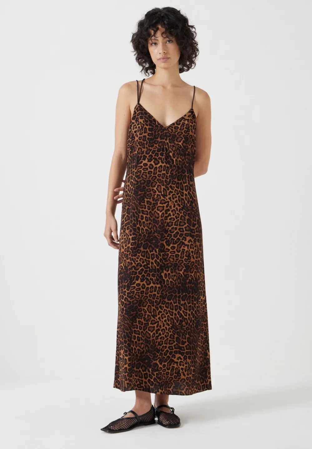 hush Jeans|Dresses|Printed Midi Slip Dress Brown Leopard Print