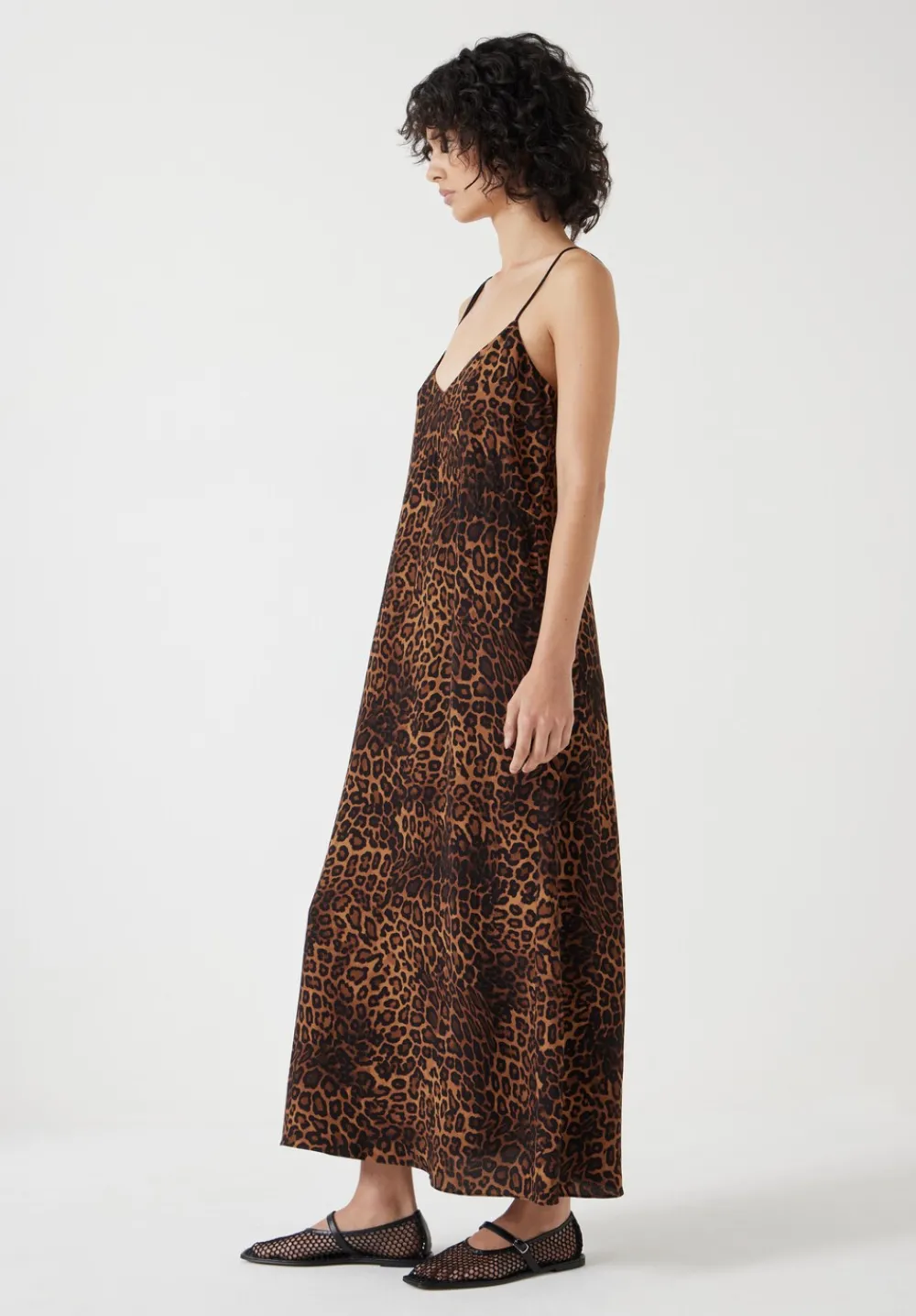 hush Jeans|Dresses|Printed Midi Slip Dress Brown Leopard Print
