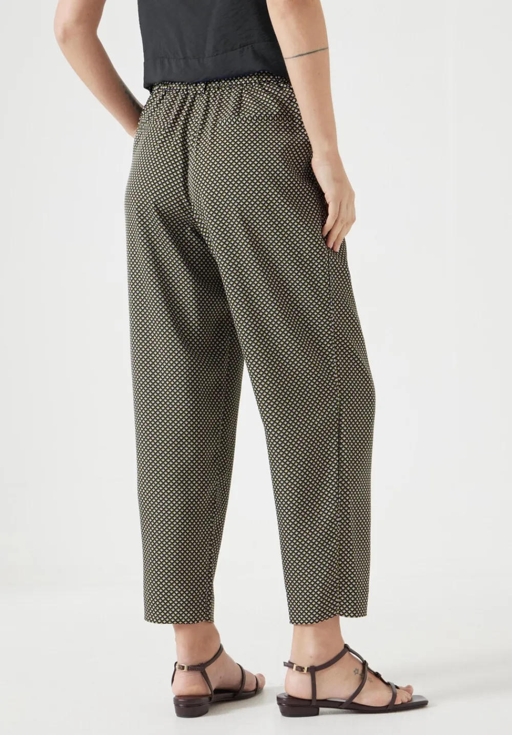 hush Trousers|Printed Tapered Trousers Green Mini Geo