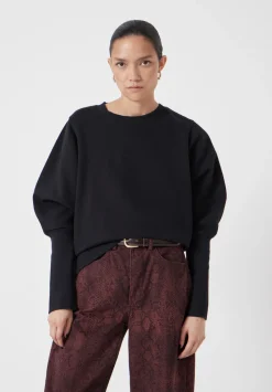 hush Sweatshirts & Hoodies|Puff Sleeve Sweatshirt Black