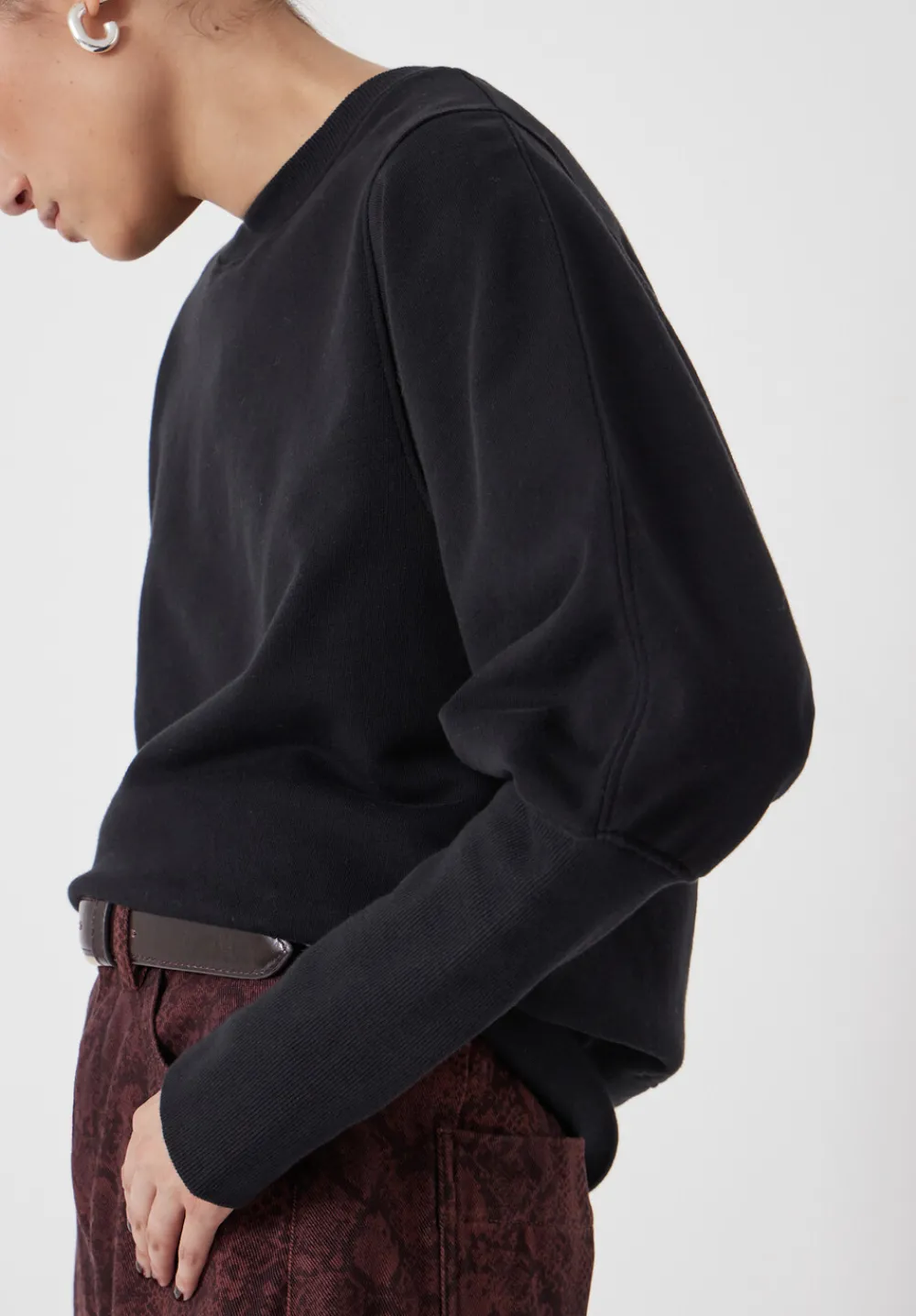 hush Sweatshirts & Hoodies|Puff Sleeve Sweatshirt Black