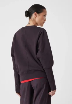 hush Sweatshirts & Hoodies|Puff Sleeve Sweatshirt Burgundy Purple