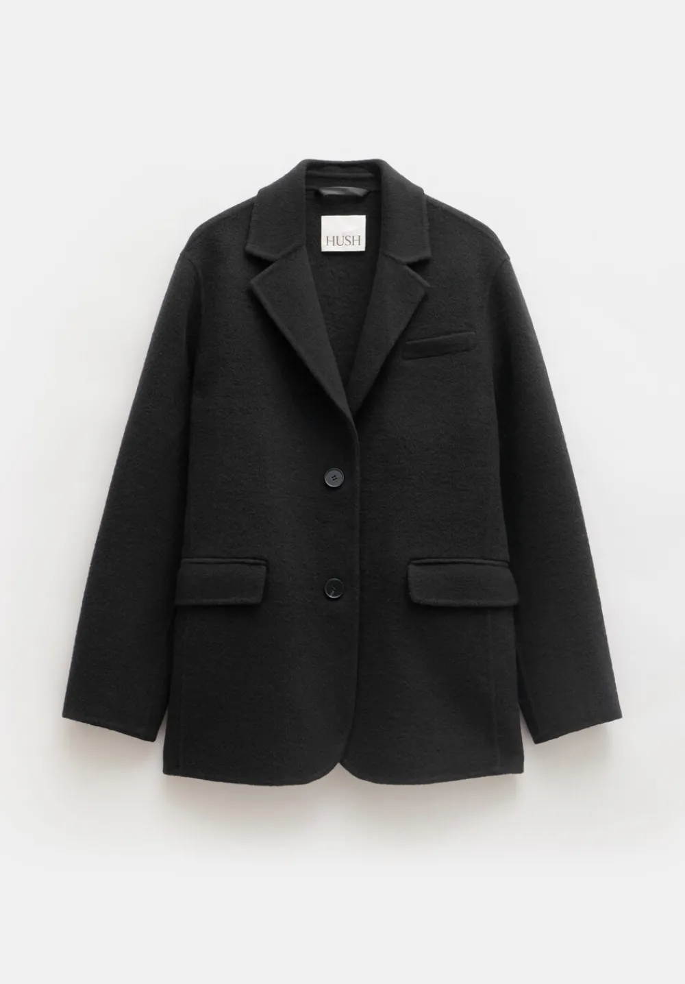 hush Jackets & Coats|Pure Wool Double Faced Blazer Black