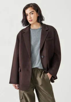 hush Jackets & Coats|Pure Wool Double Faced Blazer Chocolate