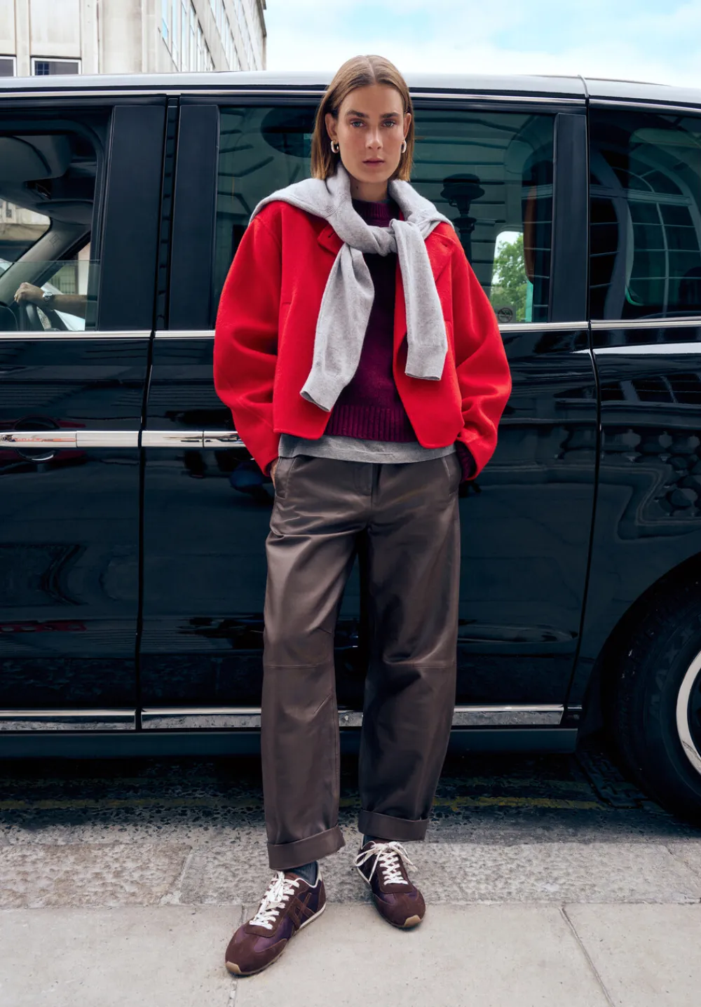 hush Jackets & Coats|Pure Wool Double Faced Collarless Jacket Bright Red