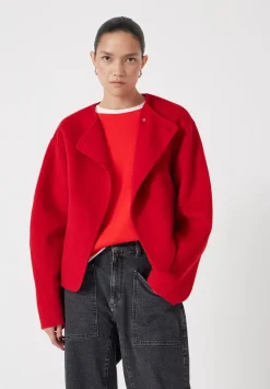 hush Jackets & Coats|Pure Wool Double Faced Collarless Jacket Bright Red