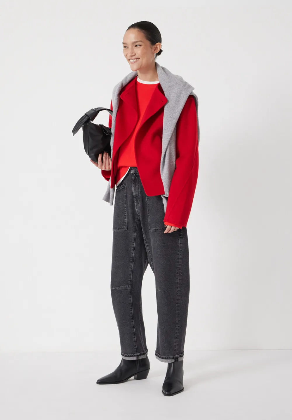 hush Jackets & Coats|Pure Wool Double Faced Collarless Jacket Bright Red