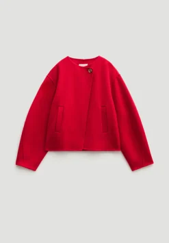 hush Jackets & Coats|Pure Wool Double Faced Collarless Jacket Bright Red