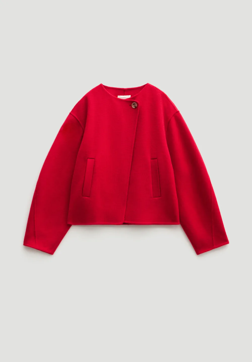 hush Jackets & Coats|Pure Wool Double Faced Collarless Jacket Bright Red