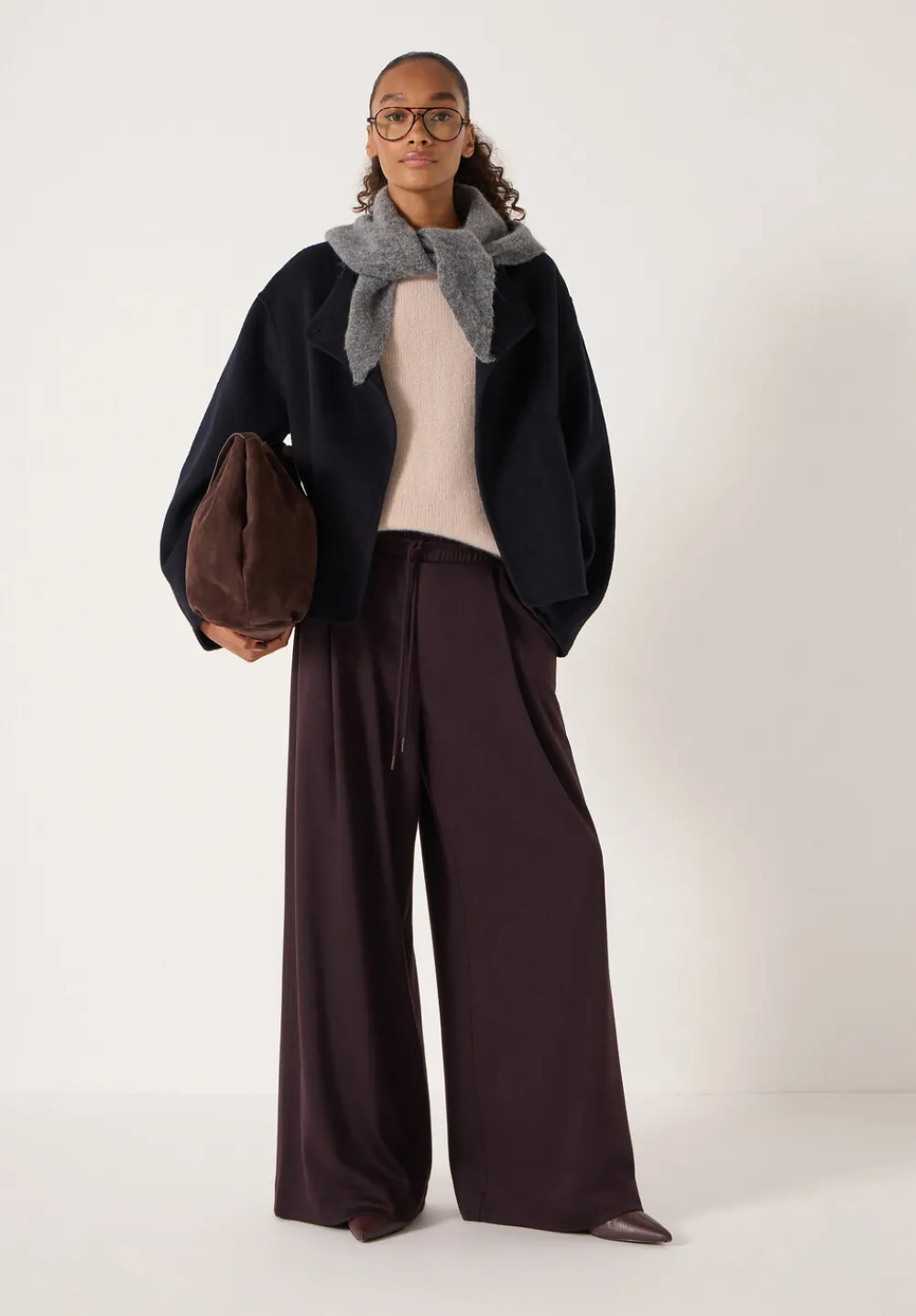 hush Jackets & Coats|Pure Wool Double Faced Collarless Jacket Dark Navy