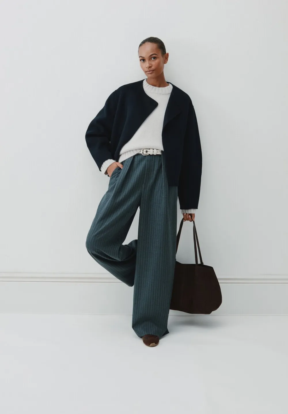 hush Jackets & Coats|Pure Wool Double Faced Collarless Jacket Dark Navy