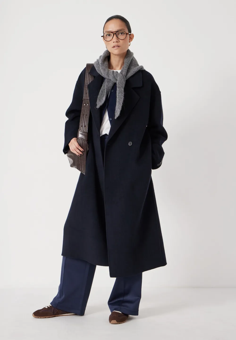 hush Jackets & Coats|Pure Wool Double Faced Coat Navy