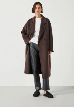 hush Jackets & Coats|Pure Wool Double Faced Oversized Coat Chocolate