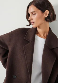 hush Jackets & Coats|Pure Wool Double Faced Oversized Coat Chocolate