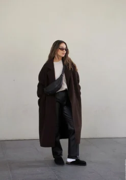 hush Jackets & Coats|Pure Wool Double Faced Oversized Coat Chocolate
