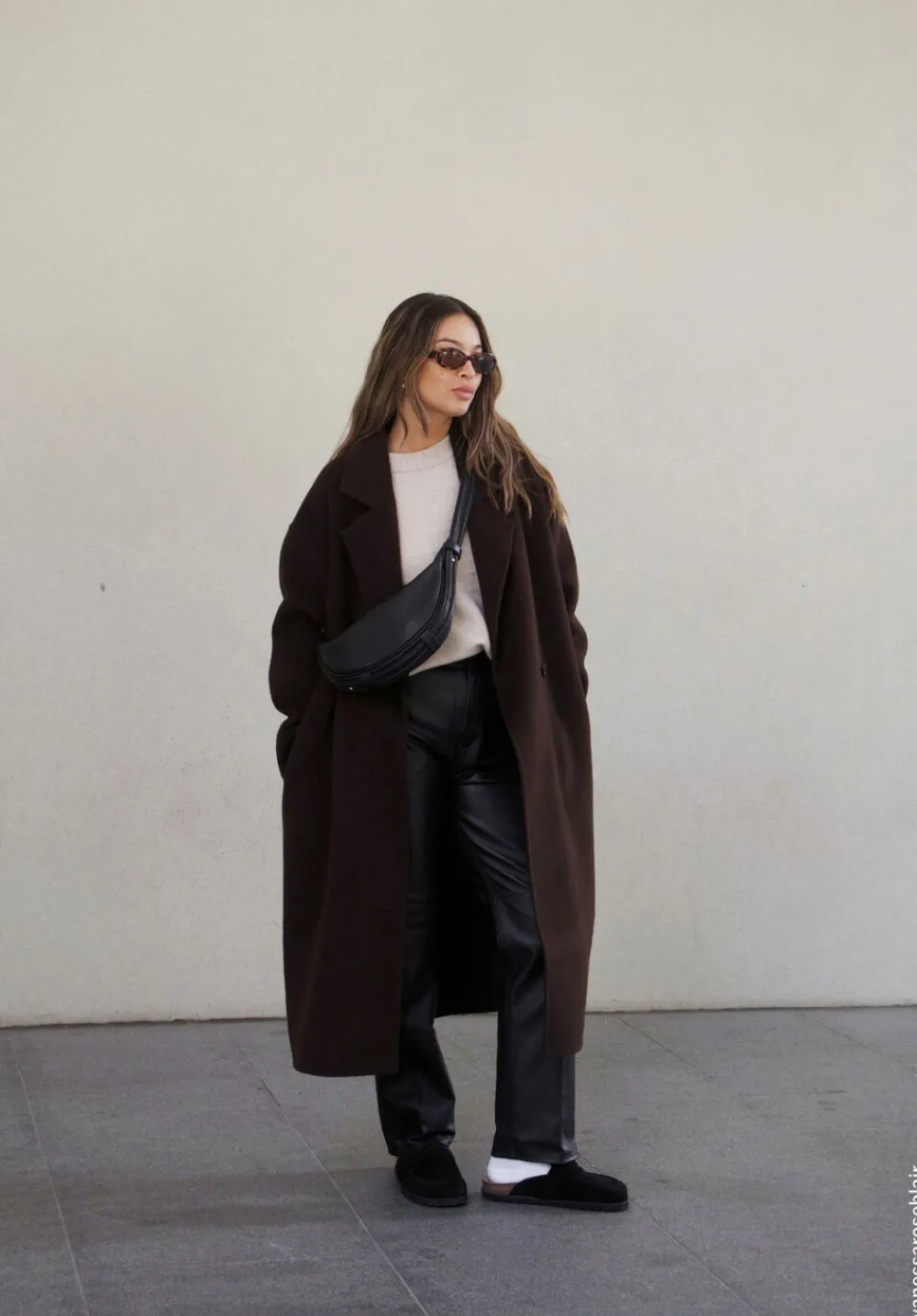 hush Jackets & Coats|Pure Wool Double Faced Oversized Coat Chocolate